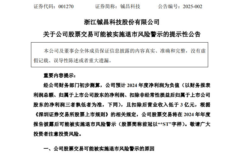 又有A股公司，将陷退市风险(图1)